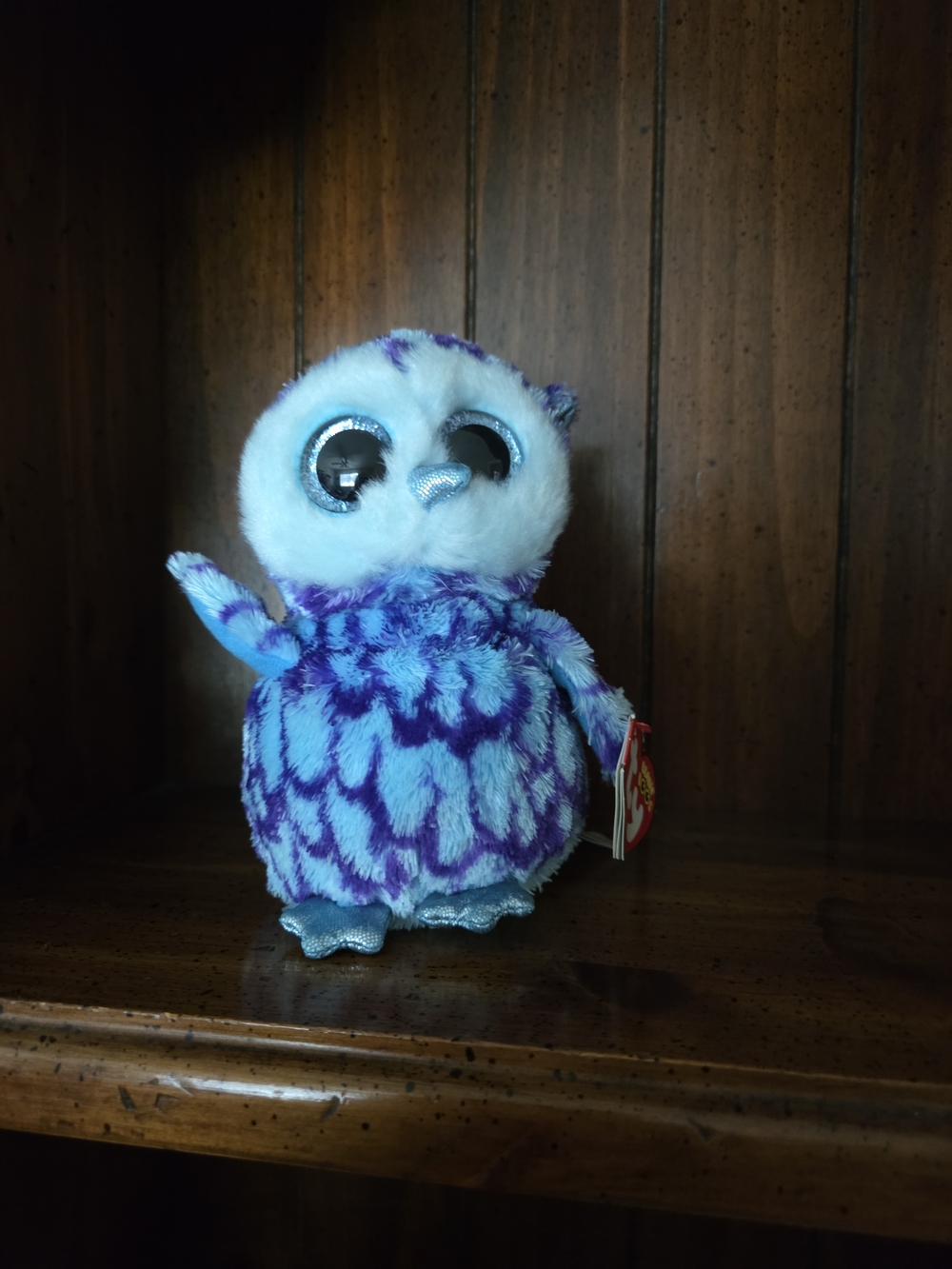 Ty Plush Owl in Blue and Purple with Shimmer Feet NWT
